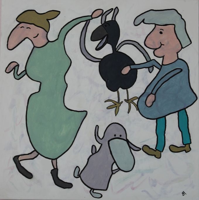 Akryl på lærred. Størrelse 50x50 u/ramme. Pris Dkr. 800,-.